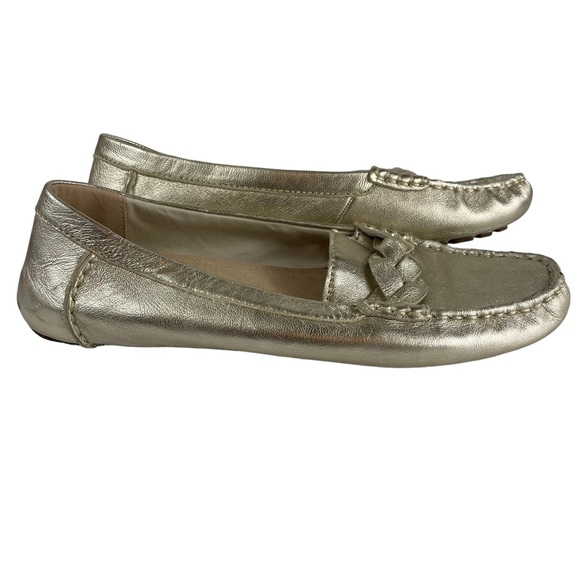 Sperry Top-Sider Metallic Gold Slip-On Flat Loafer Size 7 Summer Essential Basic - Picture 11 of 13